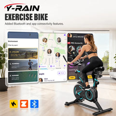 Upright Spin Exercise Bike, Silent Air Bike Home Gym Fitness Trainer, Zwift APP Connected, Stepless Resistance Adjustment, Easy