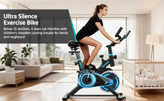 Upright Spin Exercise Bike, Silent Air Bike Home Gym Fitness Trainer, Zwift APP Connected, Stepless Resistance Adjustment, Easy