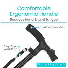 Folding Walking Stick With LED Light Adjustable Lightweight Anti-Slip Adult Walking Cane Old Men Crutch For The Elderly