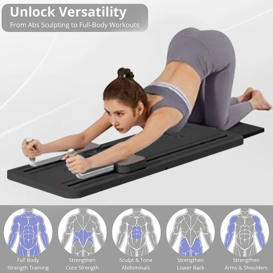 Multifunctional Pilates Belly Plate – Foldable Full Body Workout Machine with Resistance Bands for Core, Strength &amp; Flexibility Training