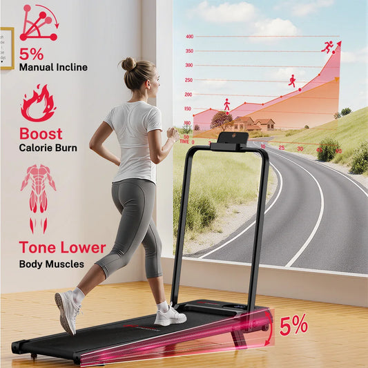 T7 Folding Treadmill with incline Portable Treadmills Home with HandleBar,Walking Pad Foldable 3.0HP Quiet Brushless LED Dispay Free anti-slip mat included