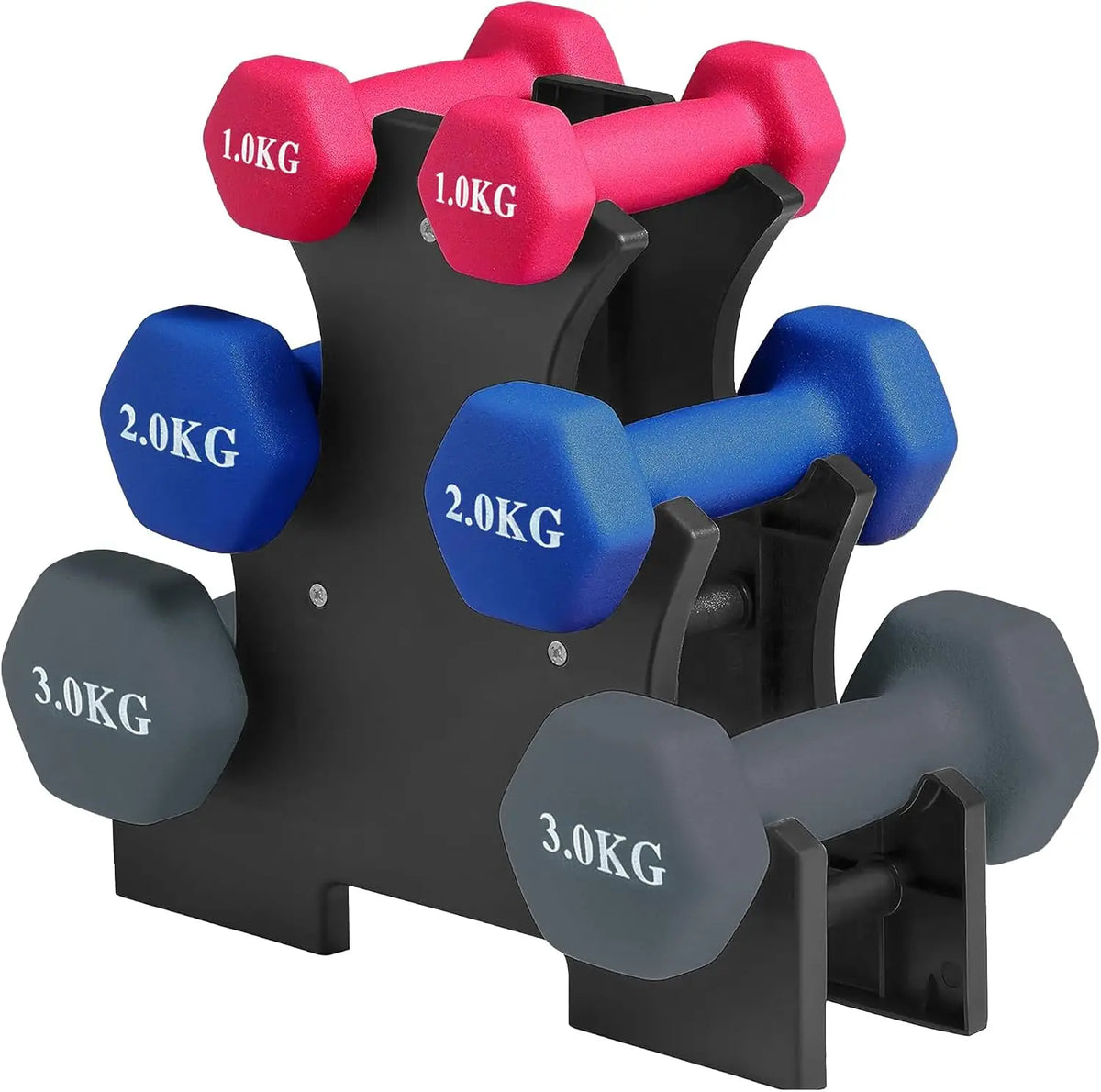 6-Piece Hex Dumbbell Set with Storage Rack – Home Gym Weights for Strength Training &amp; Toning