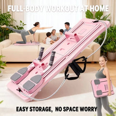 Lightweight 8-in-1 Folding Pilates Board - Portable Multifunctional Fitness Equipment Suitable for Home Gym, Core Training & Full-Body Workouts, Non-Slip Base & Silent with Assembly, Space-Saving for Small Spaces,