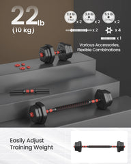 10kg Adjustable Dumbbell & Barbell Set – Home Gym Strength Training Weights