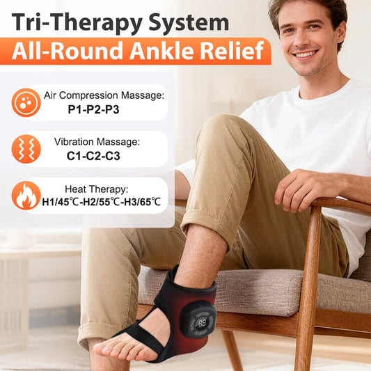 New Wireless Air Pressure Ankle Massager Electric Heating Vibration Massage Airbag Compression Foot Ankle Muscle Relaxation Care