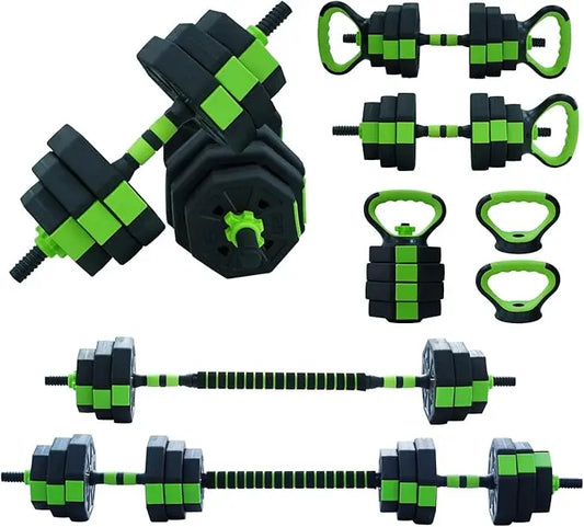 Adjustable Weight Dumbbell Set, 44LBS 4 in1 Dumbbells Set, Barbell Kettlebells Push Up Stand for Home Gym, for Men and Women