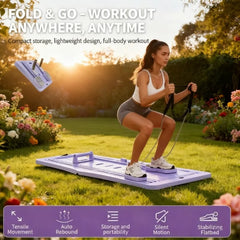 Lightweight 8-in-1 Folding Pilates Board - Portable Multifunctional Fitness Equipment Suitable for Home Gym, Core Training & Full-Body Workouts, Non-Slip Base & Silent with Assembly, Space-Saving for Small Spaces,