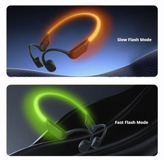 Bone Conduction Sports Headphones – IPX8 Waterproof Bluetooth 6.0 Earphones with 32GB MP3 Storage & LED Safety Light